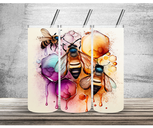 Watercolor Bee Tumbler