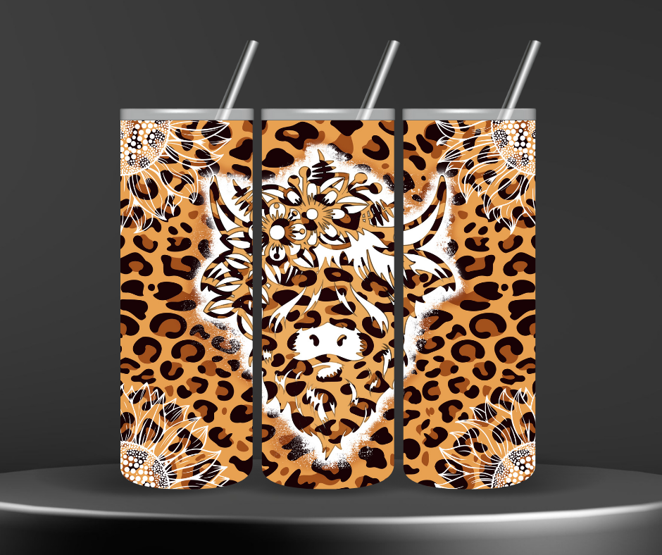 Highland Cow Leopard Tumbler